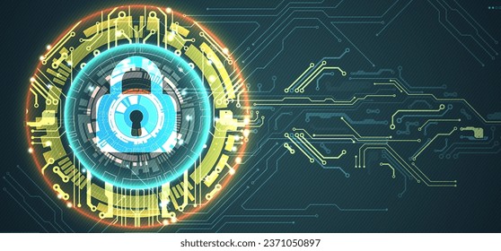 Data security Illustrates cyber data or information privacy idea. Color abstract  internet technology.