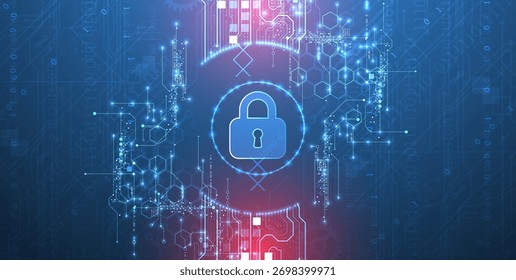 Datensicherheit Illustriert Cyber-Daten- oder Datenschutz-Idee. Farbiger Hintergrund für abstrakte Technologie.