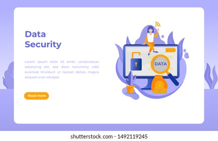 Data security illustration for a banking or business landing page