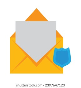 data security illustration with envelope and shield vector isolated