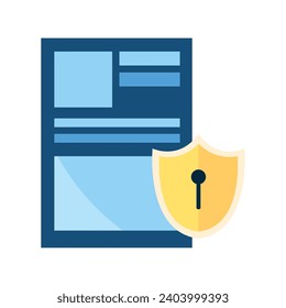 data security illustration of a file and padlock vector isolated