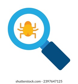 data security illustration with loupe and bug vector isolated