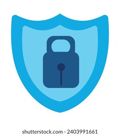 data security illustration of shield with padlock vector isolated