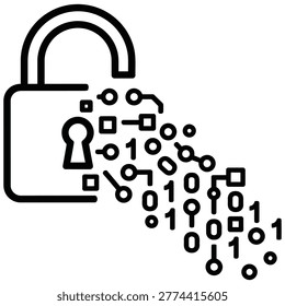 Data security and information privacy icon with security technology encryption
