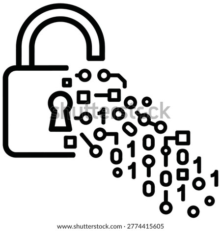 Data security and information privacy icon with security technology encryption
