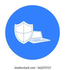 Data security of laptop icon in outline style isolated on white background. Hackers and hacking symbol stock vector illustration.