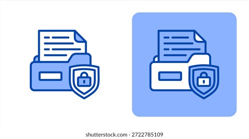 Línea de seguridad de datos ColorIlustración de color de dos tonos e icono de fondo contrastante
