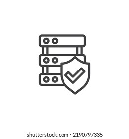 Data security line icon. linear style sign for mobile concept and web design. Database protection outline vector icon. Symbol, logo illustration. Vector graphics