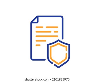Data security line icon. Privacy document sign. Defense shield symbol. Colorful thin line outline concept. Linear style data security icon. Editable stroke. Vector