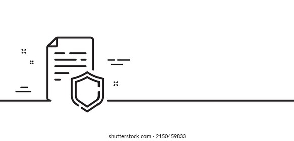 Data security line icon. Privacy document sign. Defense shield symbol. Minimal line illustration background. Data security line icon pattern banner. White web template concept. Vector