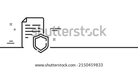 Data security line icon. Privacy document sign. Defense shield symbol. Minimal line illustration background. Data security line icon pattern banner. White web template concept. Vector