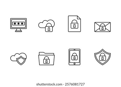 Data security line icon set
