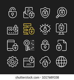 Data security line icons. Modern graphic elements, simple outline thin line design symbols. Vector icons set