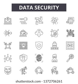 Data security line icons, signs, vector set, outline illustration concept 