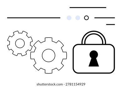 Data security, online protection, technological solutions, cybersecurity systems, automation processes, secure access. Lock with keyhole and gears. Cybersecurity and data protection