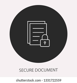 Data security - outline vector icon. Illustration isolated. Line pictogram for design, infographic and website. Round button.