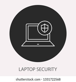 Data security - outline vector icon. Illustration isolated. Line pictogram for design, infographic and website. Round button.
