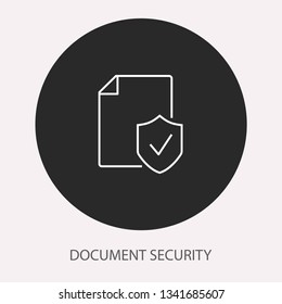 Data security - outline vector icon. Illustration isolated. Line pictogram for design, infographic and website. Round button.