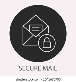 Data security - outline vector icon. Illustration isolated. Line pictogram for design, infographic and website. Round button.