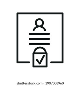 Data Security Outline Vector Icon Related Protect Personal Information