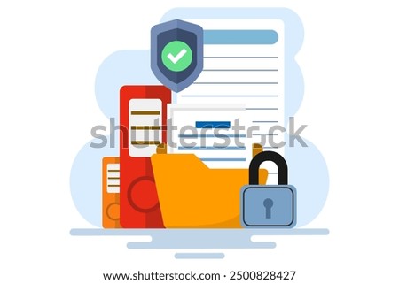 Data security and privacy concept. File protection. Safe confidential information. Document data secures locked secret access. privacy protection, personal secret digital electronic lock. vector.