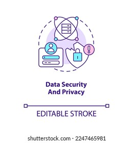 Data security and privacy concept icon. Information protection. Datalogy challenge abstract idea thin line illustration. Isolated outline drawing. Editable stroke. Arial, Myriad Pro-Bold fonts used