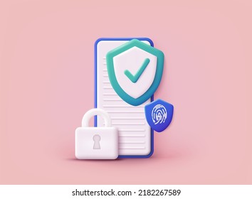 Data Security And Privacy Concept. Safe Confidential Information. Concept For Web Page, Banner, Presentation, Social Media, Documents, Cards, Posters. 3D Web Vector Illustration.