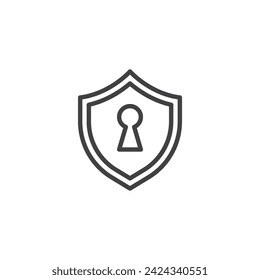 Symbol für Datensicherheit und Datenschutz. lineares Stilzeichen für mobiles Konzept und Webdesign. Schild mit Umriss-Vektorsymbol für Schlüsselloch. Symbol, Logo-Abbildung. Vektorgrafik