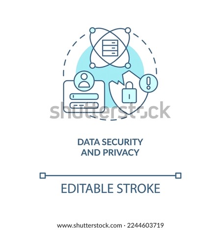 Data security and privacy turquoise concept icon. Information. Datalogy challenge abstract idea thin line illustration. Isolated outline drawing. Editable stroke. Arial, Myriad Pro-Bold fonts used