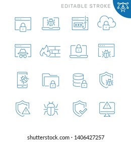 Data security related icons. Editable stroke. Thin vector icon set