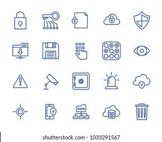 Data security set vector lines icons. Includes such icons as  and more. 64x64 pixel.