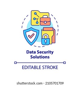 Data security solutions concept icon. Computer services for business abstract idea thin line illustration. Isolated outline drawing. Editable stroke. Roboto-Medium, Myriad Pro-Bold fonts used
