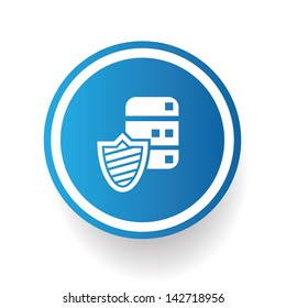Data security symbol on blue button