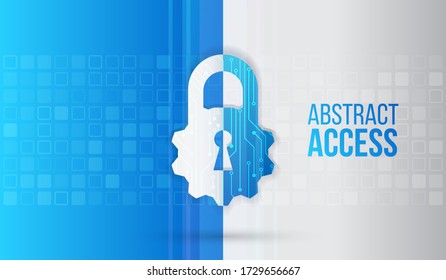 Data security system, information or network protection. Cyber security and data protection. Padlock icon, future technology for verification. Abstract circuit board on the blue and grey background. 