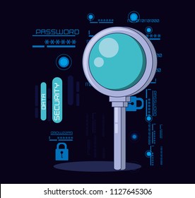 data security technology with magnifying glass