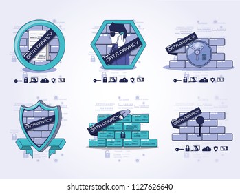 data security technology set icons
