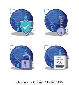 data security technology set icons