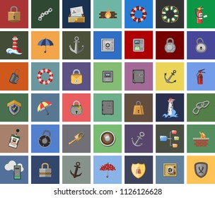 Data Security Vector Icons. Network, Firewall, Web Spider, Password And More Protection Icons