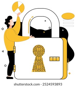 Data security vector illustration. Safeguarding data is not just task its commitment to business privacy The fortress data security stands strong against uncertainties cyberspace Protecting data