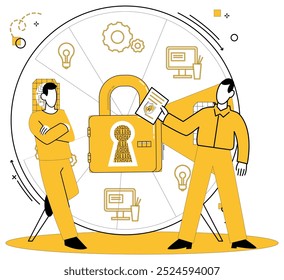 Data security vector illustration. Safeguarding information is not just duty its commitment to privacy Careful data protection is key to secure and trustworthy environment In realm technology data
