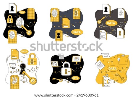 Data security vector illustration. Safeguarding data is not just duty its commitment to business ethics The fortress data security stands tall, protecting core business integrity Trust in business