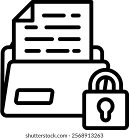 Data Security Vector Lineal Icon On White Background.