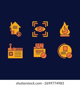 Vetor de segurança de dados definido na moda impressionante design útil Ilustração colorida background.eps