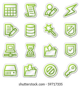 Data security web icons, green sticker series