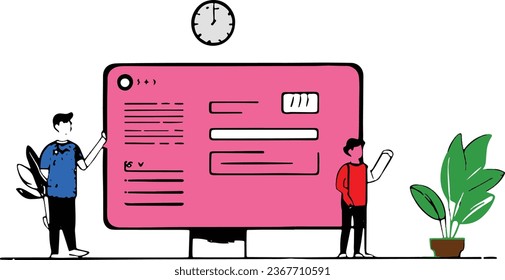 Data security website background design, flat illustration.