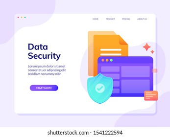 Data Security Website Landing Page Vector Design Illustration Template