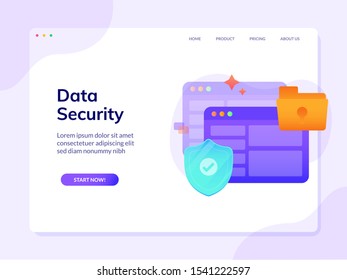 Data Security Website Landing Page Vector Design Illustration Template