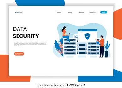 Data security website landing page template. This design can be used for websites, landing pages, UI, mobile applications, posters, banners