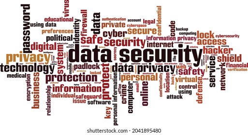 Data security word cloud concept. Collage made of words about data security. Vector illustration