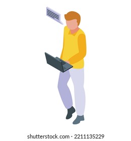Data seo worker icon isometric vector. Digital engine. Business analysis